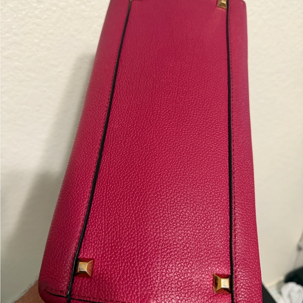 MCM Wine Red Pebbled Leather Top-Handle Satchel - Picture 8 of 8